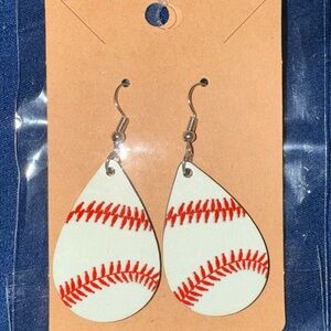 Baseball Stitch Teardrop Earrings
